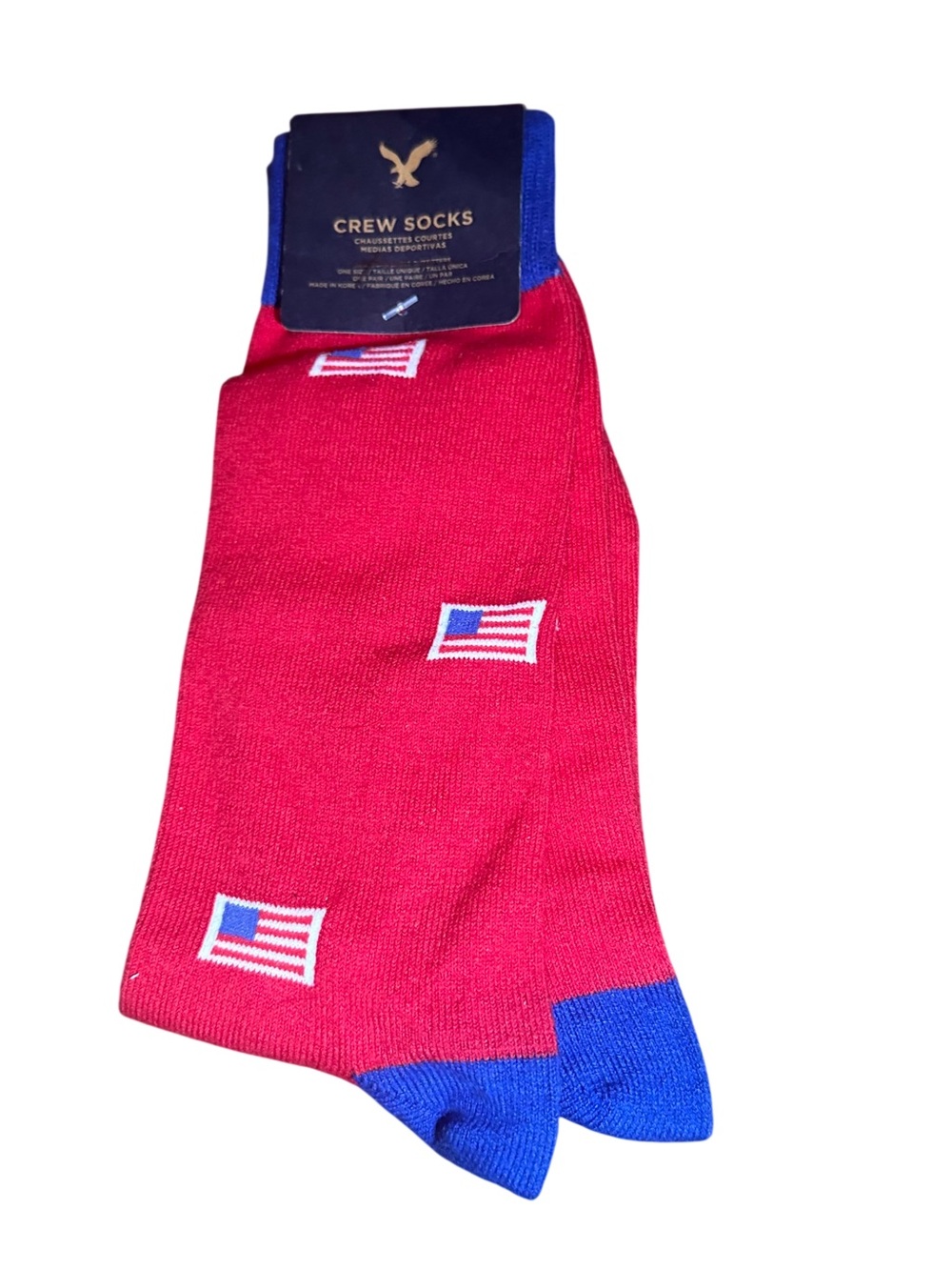 American Eagle Outfitters Red Crew Socks with Blue Accents